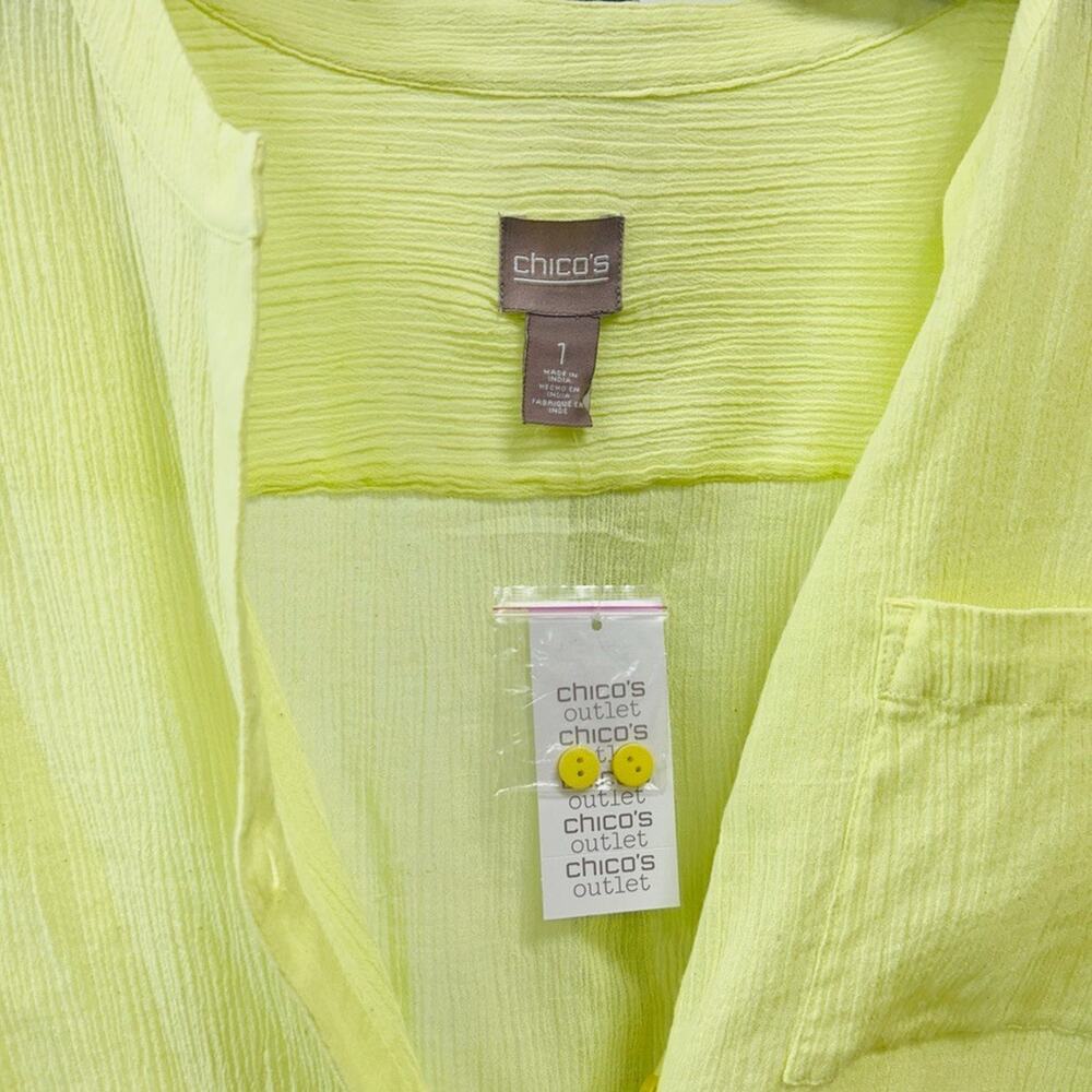 Chico's Women’s Button Down Blouse Shirt Size Small (1) Gauzy Long Sleeve - Picture 2 of 3
